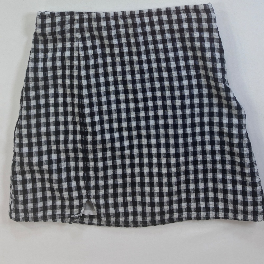 Preppy American Eagle Black White Gingham Checkered Cottagecore Mini Skirt XS